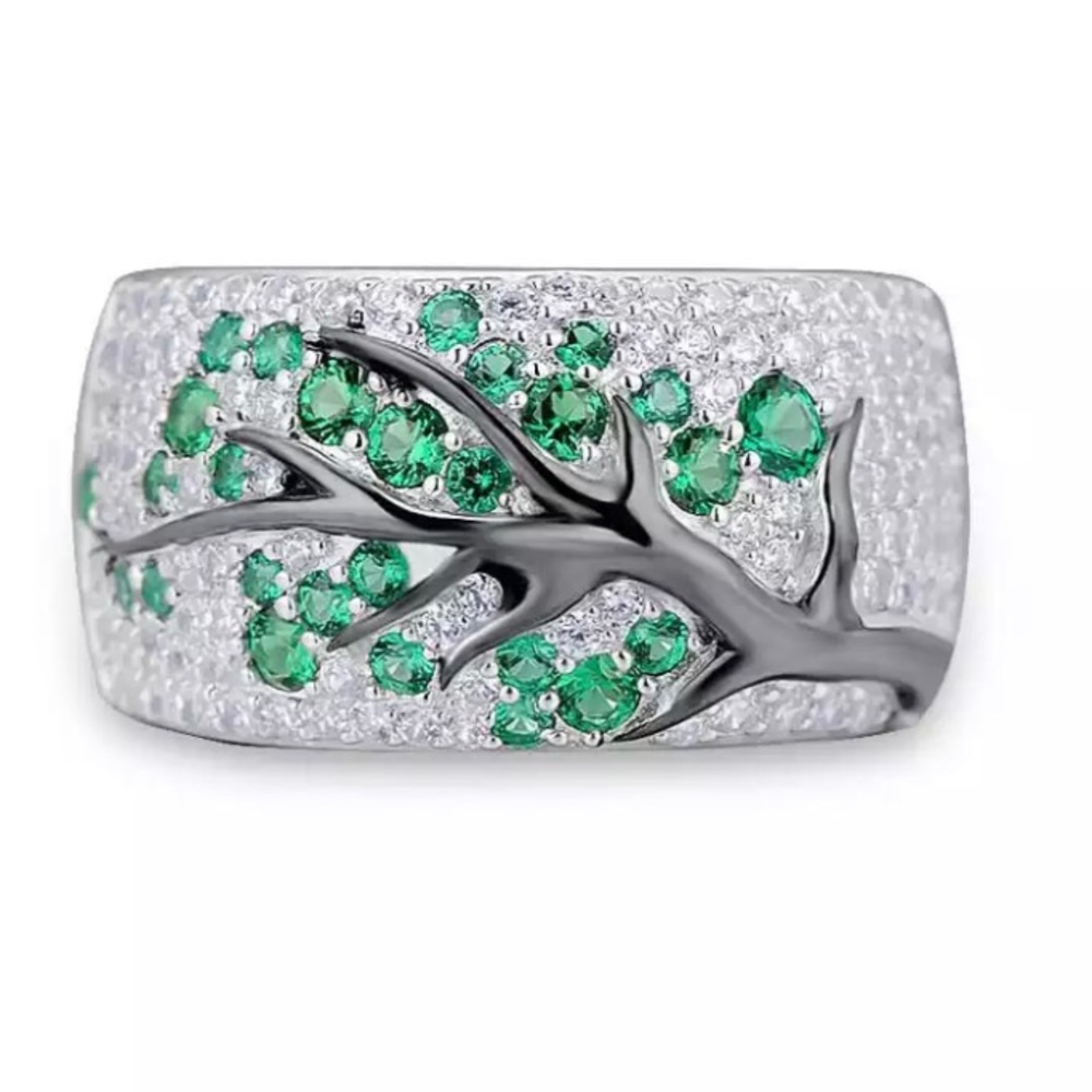 NWOT 925 sterling silver green tree ring - Picture 3 of 4